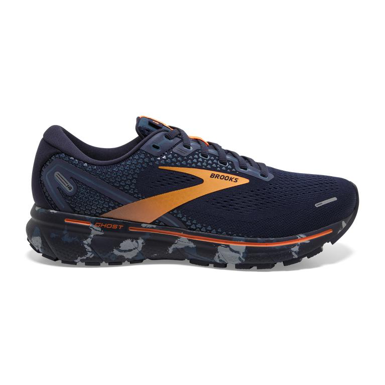 Brooks GHOST 14 Cushioned Road Running Shoes Mens Sale - Navy/Grey/Orange (SCX610874)